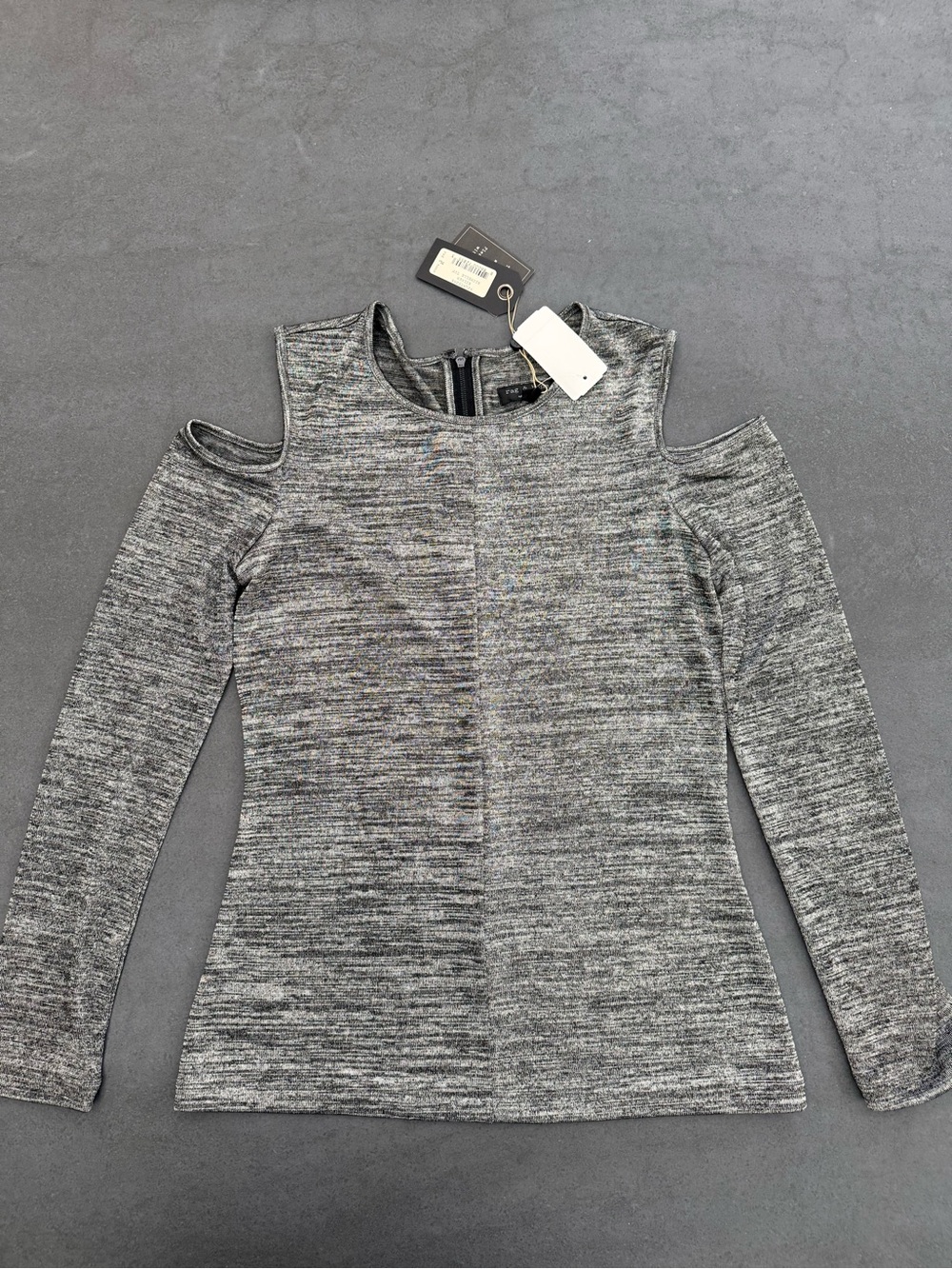 NWT rag & bone Silver Cold-Shoulder Long Sleeve Knit Top size M